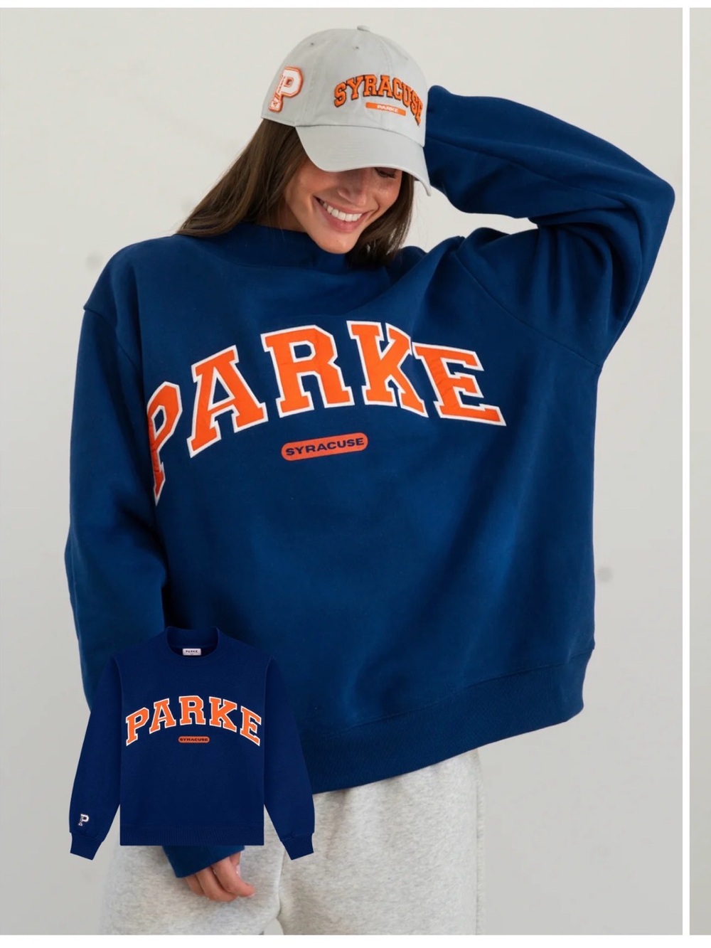 Park Embroidered Crewneck Syracuse Sweatshirt in Blue/Orange - Picture 2 of 2